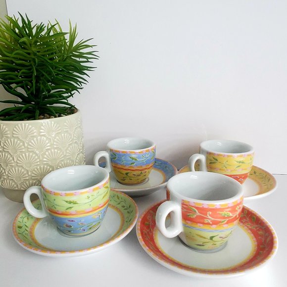 Designer Porcelain Espresso Cup & Saucer 4 Sets Maxwell Williams coastal coffee - Picture 1 of 8